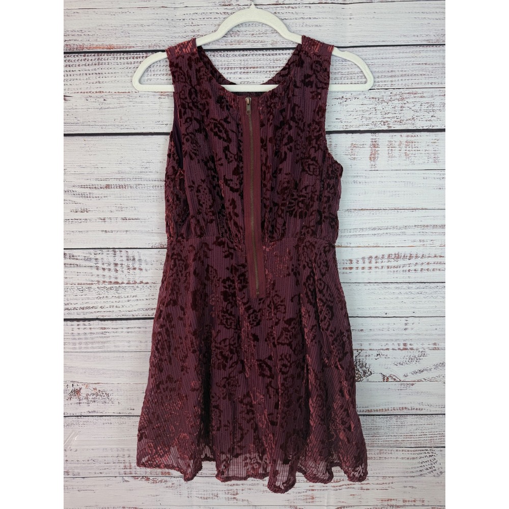 Free People Whimsigoth Plum Velvet Floral Dress - Picture 4 of 7
